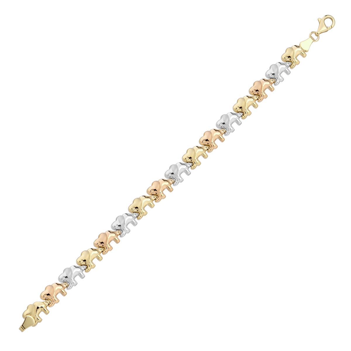Amazon.com: FB JEWELS 10K Yellow Gold Double Link with Hearts Charm Bracelet:  Clothing, Shoes & Jewelry
